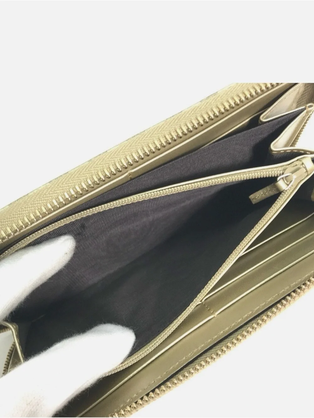Gucci 388680 Guccissima zip around long wallet gold w/ bow detail leather - Picture 7 of 8